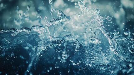 Dynamic splash of water in motion with bubbles