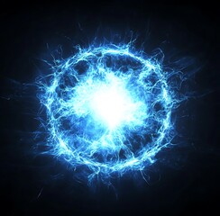 Canvas Print - Abstract blue energy sphere with electric light effects. Futuristic glowing orb for sci fi, fantasy, and technology designs.