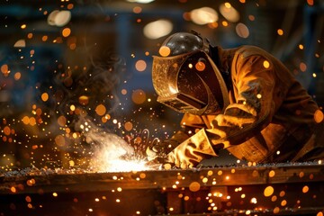 Wall Mural - Skilled Welder at Work in the Workshop