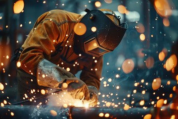 Wall Mural - Skilled Welder at Work in the Workshop