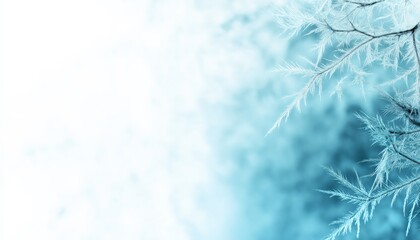 Wall Mural - Winter serenity: white and blue frosted landscape with delicate branches