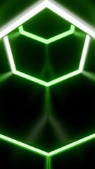 Wall Mural - animation in moving tunnel with hexagonal glowing lines. design. movement in rotating cyber tunnel w
