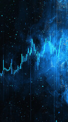 Aufkleber - Financial chart with glowing blue lines indicating growth on a textured grunge dark background