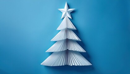 Wall Mural - paper Christmas tree on a plain background with space for text, postcard or billboard