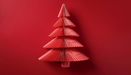 Wall Mural - paper Christmas tree on a plain background with space for text, postcard or billboard