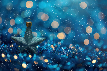 Wall Mural - A blue sky with snow and lights.,