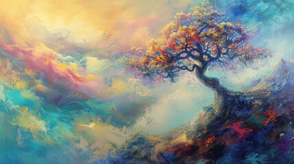 Wall Mural - abstract background with trees