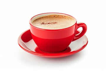 Red Coffee Cup with Creamy Cappuccino