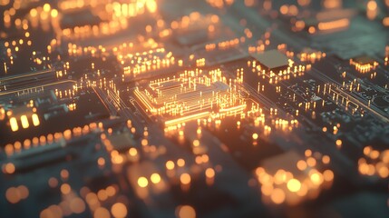 Wall Mural - a conceptual image of a quantum computer with glowing circuits, showcasing the power of quantum proc