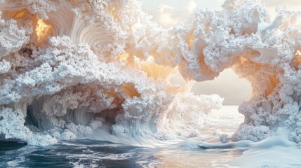 Enchanting Coastal Wave Artistry: A Serene Dance of Nature and Light