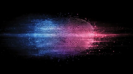 Colorful fingerprint pattern with abstract lights creating a vibrant digital background