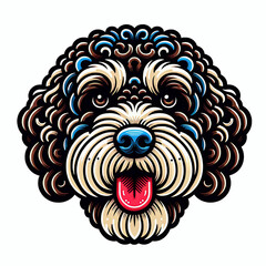 Wall Mural - Abstract lagotto romagnolo dog sticking tongue out head clip art element design illustration