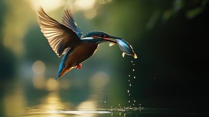 Wall Mural - kingfisher on a branch