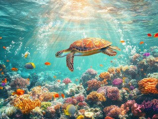 Canvas Print - green sea turtle