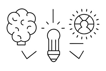 Simple Set of Creativity Related Vector Line Icons. Contains such Icons as Inspiration, Idea, Brain and more. Editable Stroke.