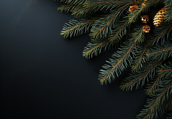 Pine branch on a dark minimalist background
