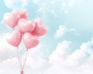 Wall Mural - Lovely Heart-Shaped Balloons for a Romantic Celebration