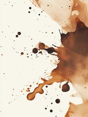 Poster - Abstract artistic background featuring spilled coffee stains and splashes, creating a unique and dynamic design on a light backdrop. Generative AI
