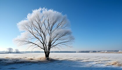 Wall Mural - Winters Radiance: A Glimmering Frost Under a Clear Blue Sky