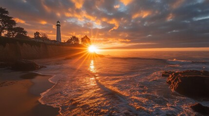 Lighthouse Sunset on the Coast