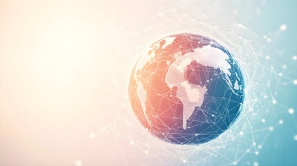 Wall Mural - digital globe with data connections in soft light