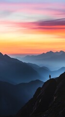 Wall Mural - breathtaking panoramic mountain range at dusk