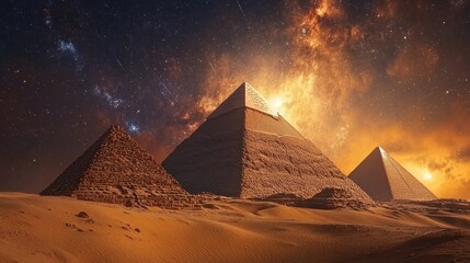 pyramids under the milky way