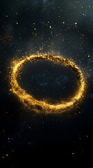 golden circle of particles, abstract, background