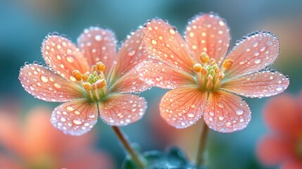 Sticker - Two delicate pink flowers with water droplets on their petals.