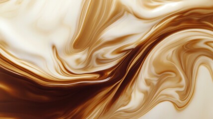 Fototapete - Swirling patterns of coffee blending with milk create a captivating abstract visual in an artistic display of color and texture. Generative AI