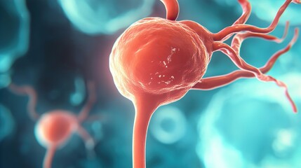 Wall Mural - microscopic view of a neuron: exploring the structure of the nervous system
