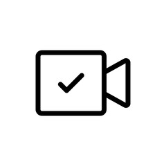 Poster - video camera check mark icon tick symbol . verified camera icon. camera video streaming icon button - video call symbol web icon