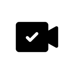 Poster - video camera check mark icon tick symbol . verified camera icon. camera video streaming icon button - video call symbol web icon