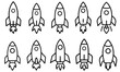 © Vasyl Yurlov - Space ship astronaut rocket outline icon set