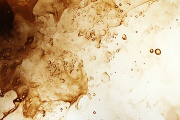 Leinwandbilder - An abstract artistic background featuring dynamic coffee stains and splashes on a light canvas. Generative AI