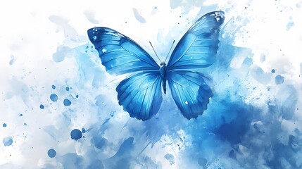 Wall Mural - Watercolor Blue Butterfly
