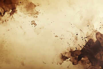 Leinwandbilder - Artistic abstract background featuring spilled coffee stains and splashes on a textured surface in a creative setting. Generative AI