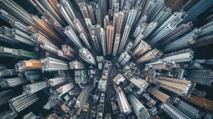 Wall Mural - Aerial Perspective of a Bustling Metropolis