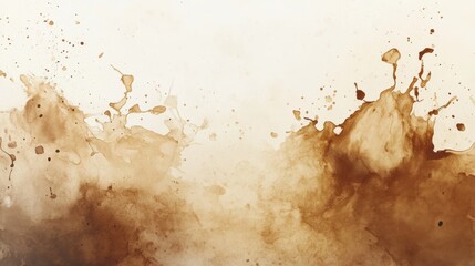 Leinwandbilder - An abstract artistic composition depicting coffee stains and splashes on a textured background with warm earthy tones. Generative AI