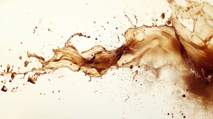 Poster - Artistic representation of spilled coffee stains and splashes creating an abstract background with earthy tones and dynamic motion. Generative AI