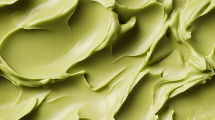 a close-up, top-down view, texture background of avocado paste spread across the frame, filling the image with its light green color and creamy, smooth texture