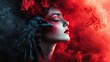 © Juan - Artistic portrait of a woman with a raven and red smoke
