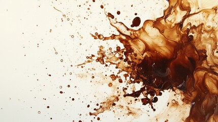 Leinwandbilder - Abstract artistic background featuring dynamic coffee stains and splashes against a bright canvas. Generative AI