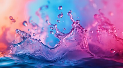 Wall Mural - Colorful Water Splash in Dynamic Pink and Blue Hues