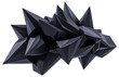 © Pro Hi-Res - Abstract black geometric sculpture with sharp edges displayed prominently isolated on transparent background.