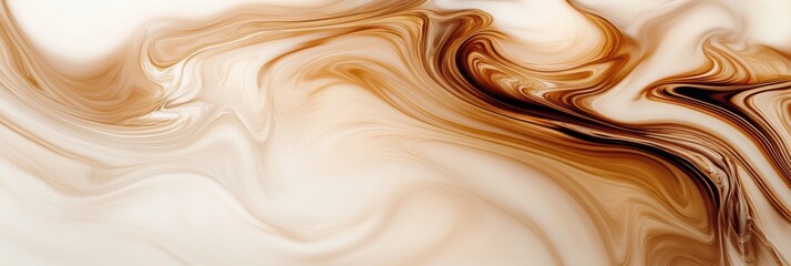 Poster - Swirling coffee mixes gracefully with milk in an abstract composition, capturing the essence of morning rituals in soft hues. Generative AI