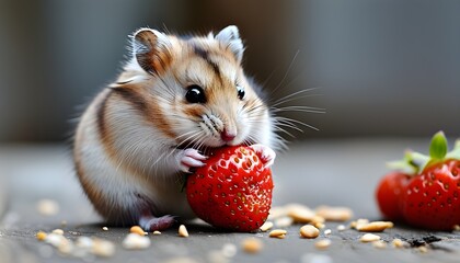 Wall Mural - Delicious Strawberry Treats for Nutritionally Balanced Hamster Diets