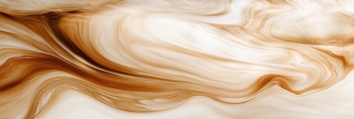 Leinwandbilder - Swirling coffee blend gracefully mixes into creamy milk, creating a mesmerizing abstract pattern in a warm kitchen setting. Generative AI