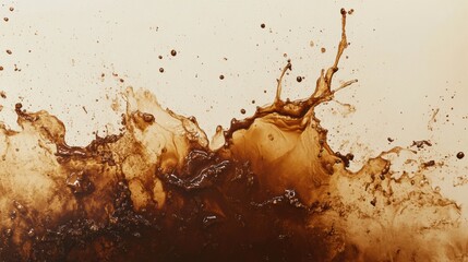 Leinwandbilder - Abstract artistic background showcasing intricate coffee stains and splashes on a light surface, creating a dynamic visual effect. Generative AI