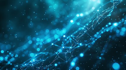 Poster - Abstract Futuristic Network of Glowing Blue Particles and Sleek Lines